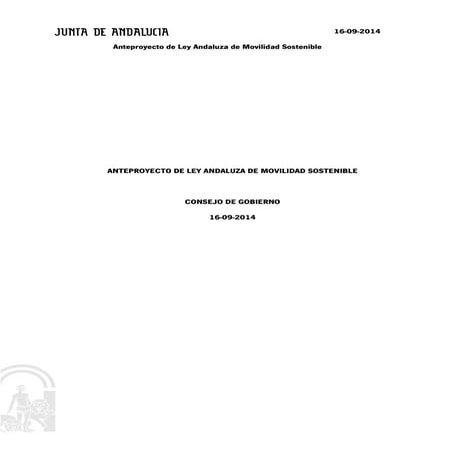 Anteproyecto Ley Andaluza de Movilidad Sostenible