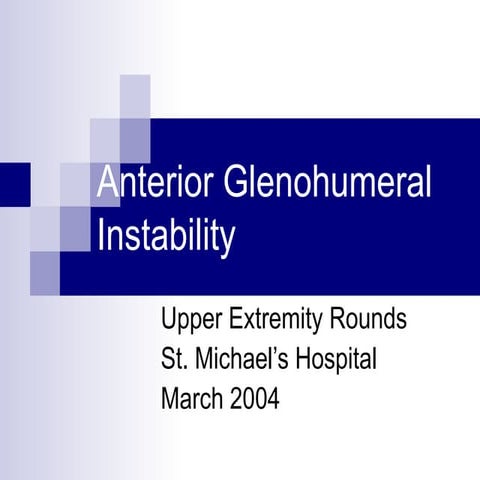 Anterior Glenohumeral Instability