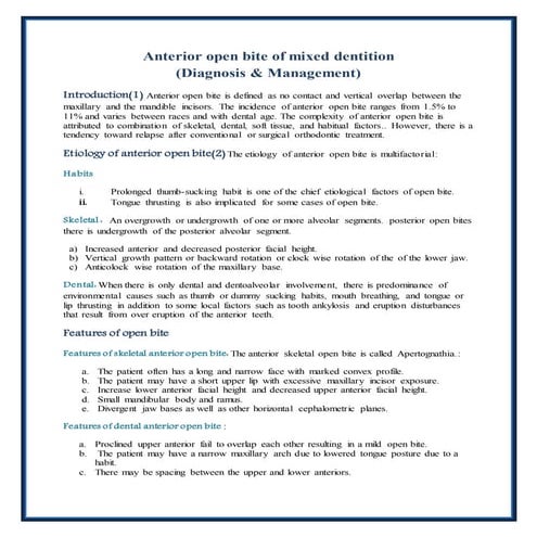 Anterior open bite in mixed dentition