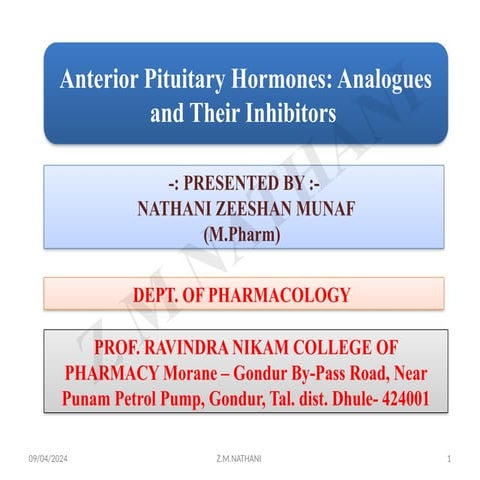 Anterior Pituitary Hormones Analogues and Their Inhibitors .pptx