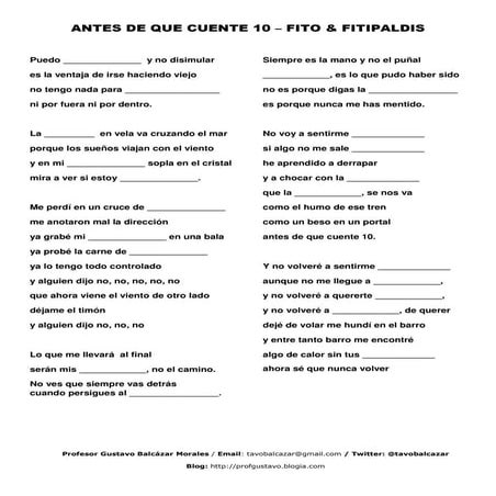 Ejercicio Escuchar - Fito y Fitipaldis - Antes de que cuente 10