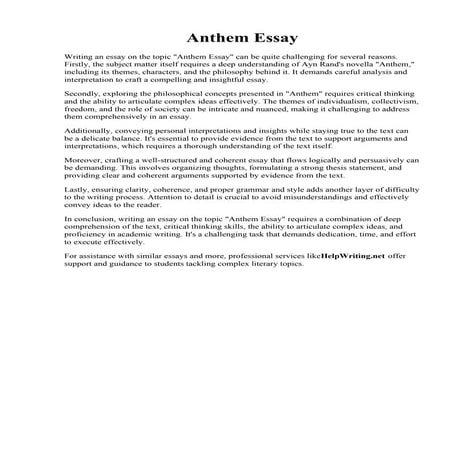 Anthem Essay