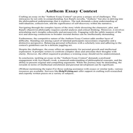 Anthem Essay Contest.pdfAnthem Essay Contest. Anthem Essay Essays  uqinitymy
