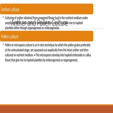 Anther and Pollen culture and its applications