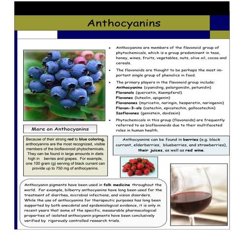 Health benefits of anthocyanins