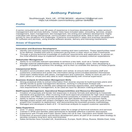 Anthony palmer cv general