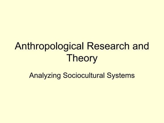 Research methods in anthropology | PPT