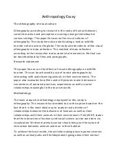 essay on anthropology