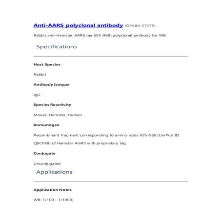Anti aars polyclonal antibody