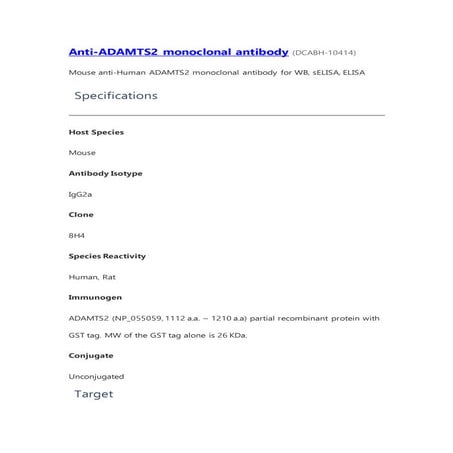 Anti adamts2 monoclonal antibody
