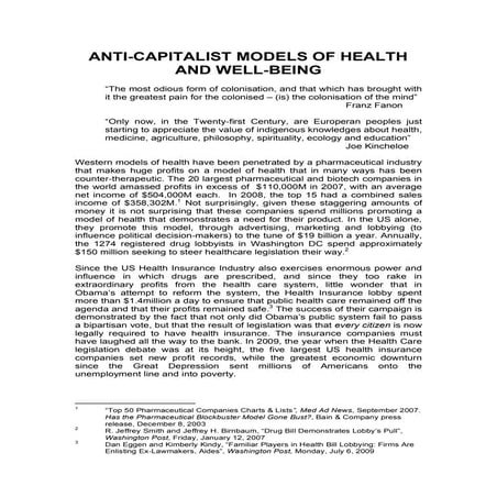 Anti capitalist models of health
