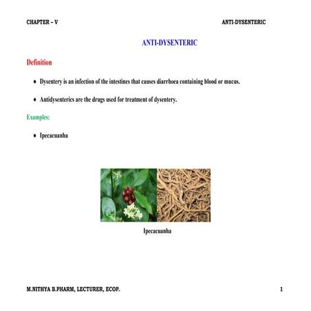 Pharmacognosy- ANTI-DYSENTERIC