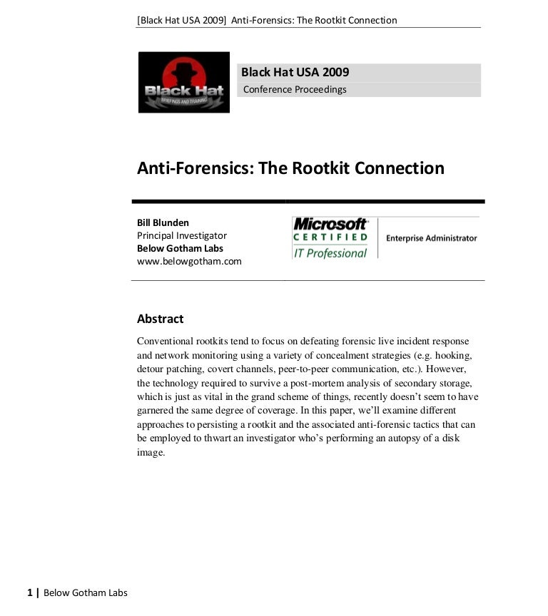 Anti forensics the rootkit connection