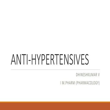 Anti hyprtensive drugs pharmacology