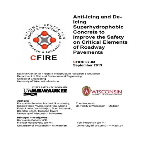 Anti-Icing and De-Icing Superhydrophobic Concrete to Improve the Safety on Cr...
