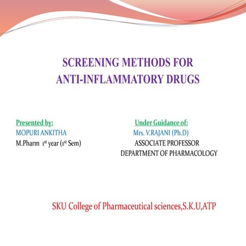 screening methods for Antinflammatory drugs slide share