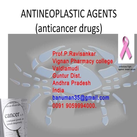 ANTI CANCER DRUGS[ANTI-NEOPLASTIC DRUGS] MEDICINAL CHEMISTRY BY P. RAVISANKAR.