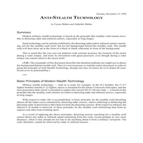 Anti stealth technology