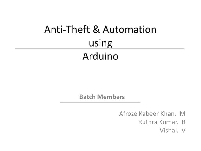 Anti theft & Automation using Arduino