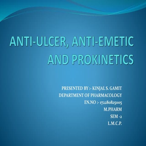 Anti ulcer, anti-emetic and prokinetics