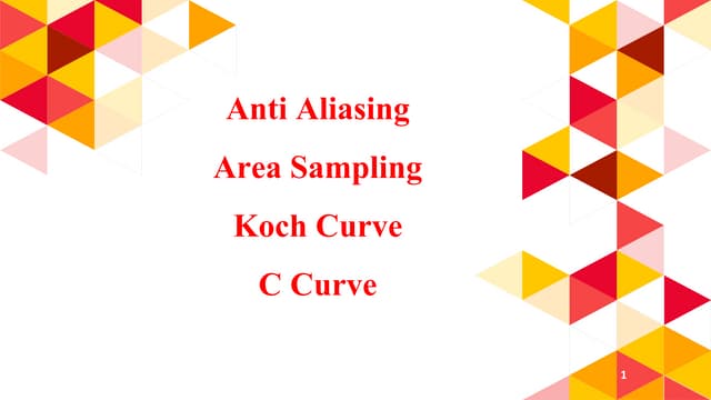 Anti aliasing,area sampling,koch curve and c curve