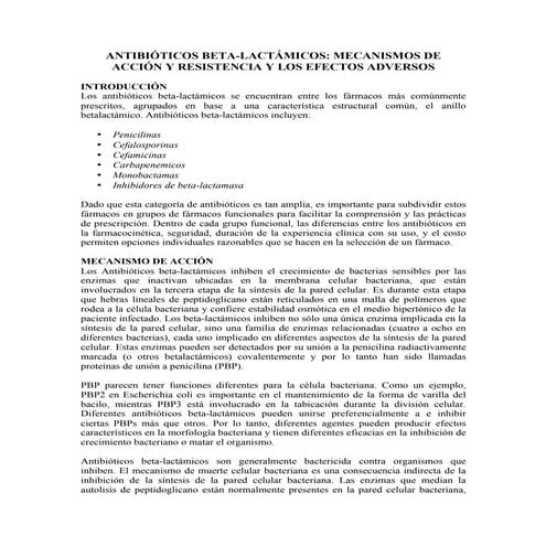 Antibióticos beta lactamicos