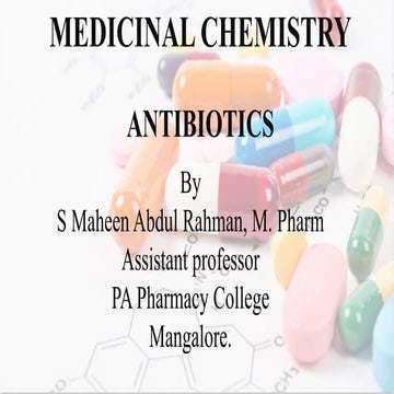 Antibiotics History, Nomenclatures, Stereochemistry, SAR