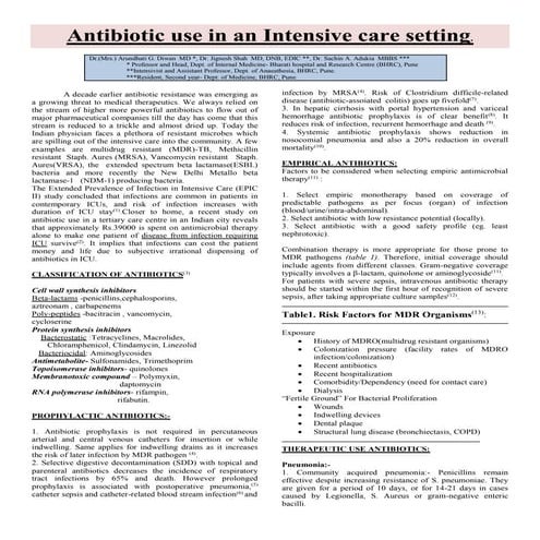 Antibiotic use in an intensive care setting   iacm, medicine update 2012