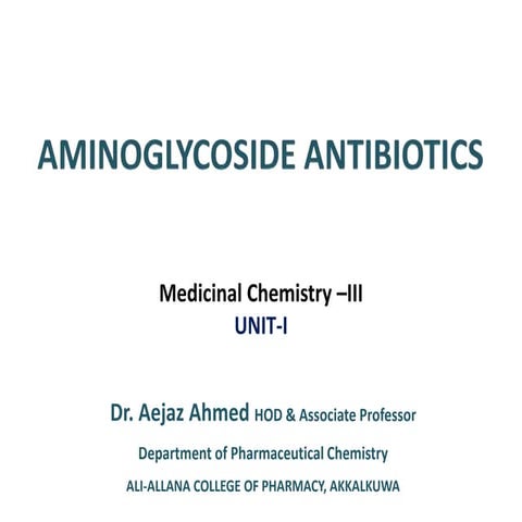 Aminoglycoside and Tetracyclines Antibiotics