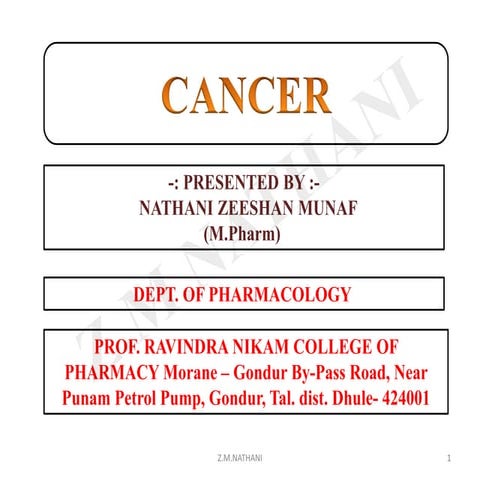 ANTI CANCER.pptx  Cancer refers to abnormal cell
