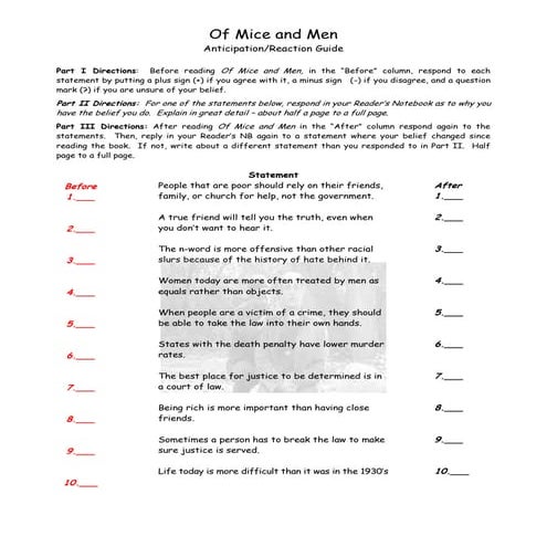 Anticipation Guide Of Mice And Men 2009 10