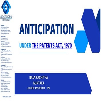 Anticipation on Patents Act by Altacit Global