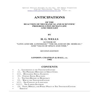 Anticipations - H.G. Wells, Free eBook