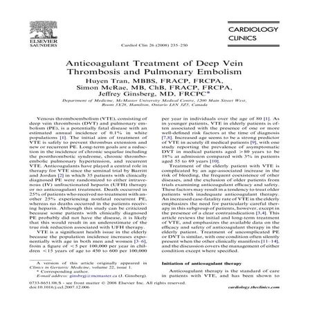 Anticoagulant in DVT and APE