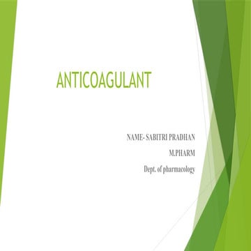 Anticoagulants and its classification slideshare