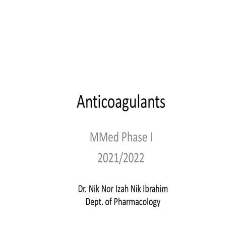 Anticoagulants and antiplatelet agents | PDF