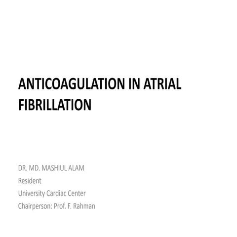Anticoagulation in atrial fibrillation