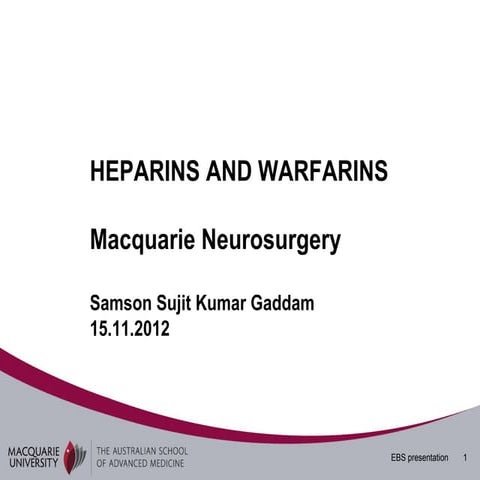 Anticoagulation in neurosurgery heparin warfarin_ppt