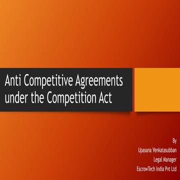 Anti competitive agreements under the competition act