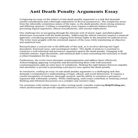 Anti Death Penalty Arguments Essay. Carthage College