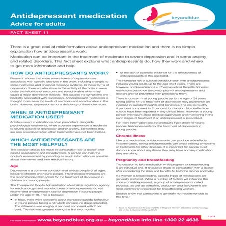 Antidepressant medication   advice for adults