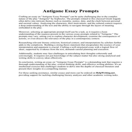Antigone Essay Prompts. Antigone Essay/Summary  Sophocles  Religion And Belie...
