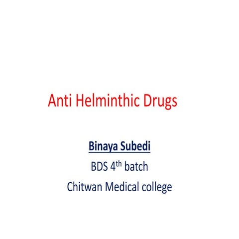 Anti helminthic drugs