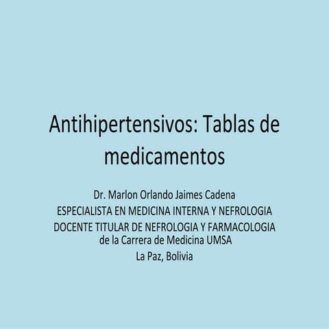 Antihipertensivos tablas de tratamiento