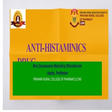 Antihistamine  Presentation by Manisha Sonawane