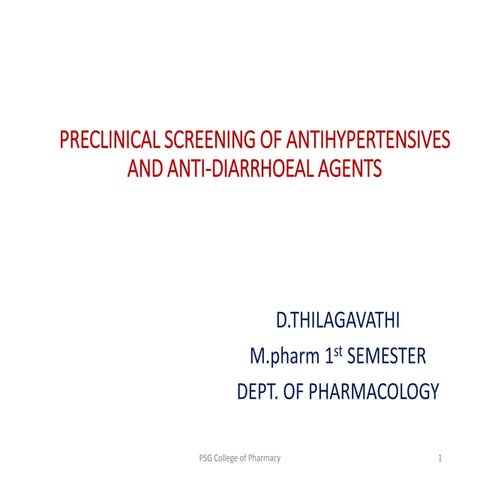 Antihypertensive and antidiarrhoeal drugs preclinical screening