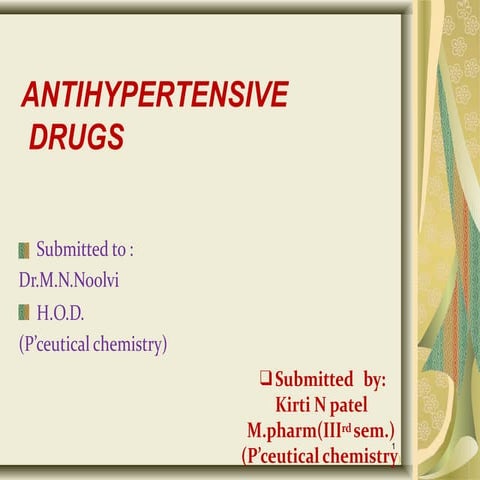 Classification of anti hypertensive drugs | PPTX