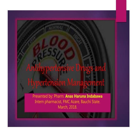 Antihypertensive drugs and hypertension management