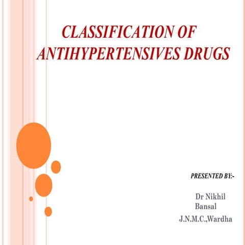 Classification of anti hypertensive drugs | PPTX