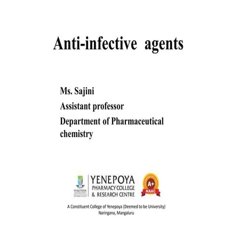 Anti-Infective Agents: Classification, Uses & Formulations  Detailed Guide to Antifungal, Antiviral & Antibacterial Drugs  Pharmacological Study of Anti-Infective Agents
